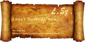 Leszl Szofrónia névjegykártya